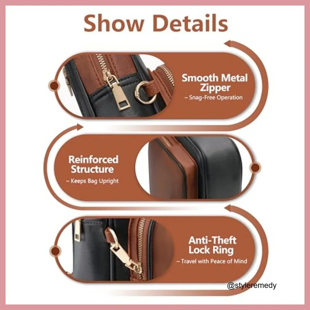 Anti Theft RFID Crossbody Sling Bag Vegan Leather Travel Purse